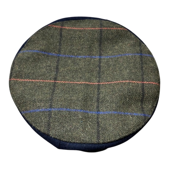 ba&sh Wool Tartan Cap in Navy & Brown Free Size Navy Blue Wool With Brown Tartan Two Tone Beret  main image 3
