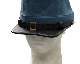 Sezessionskriegs-Union-Armee-lederner Spitzenkepi, himmelblauer Kepi