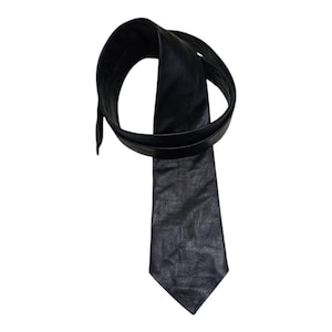 Real  Cowhide Leather  Black Mens  Necktie