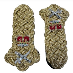Gold Wire Lieutenant General Crown Crossed Sword Shoulder Board Epaulette
