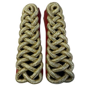 Royal Dragoon Guards Shoulder Cords Gold Mylar Red Backing Sold Pair