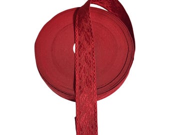 Red Mylar Oak Leaf Braid Lace - Military Costume Trim (3cm per Metre)