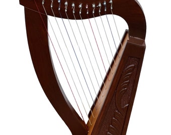 12 STRING CELTIC Rosewood HARP With Free Carry Bag Extra String & tuning key