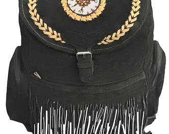 Real Suede-Leather Travel Backpack Black Colour