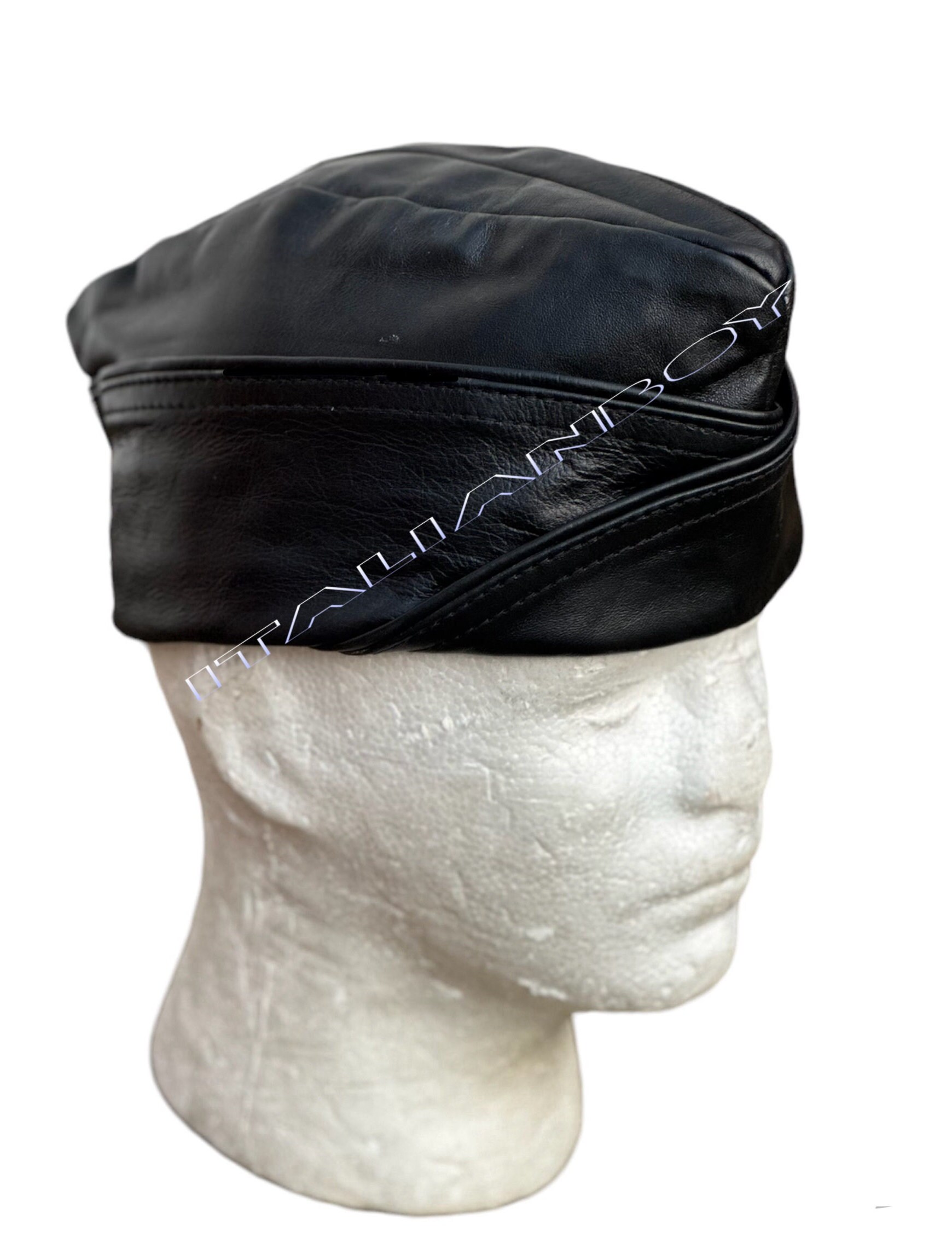 Real Leather MILITARY Triangle Cap Black Leather Army Hat Gay Fetish - Etsy