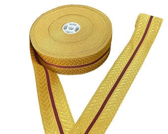 Gold Military,Mylar Braid With Half Red Line width size 5cm (1 meter piece )