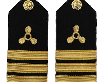 The US Navy Merchant Hard Curved Propeller 3 Gold Bars Epaulette