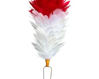 Red and White Feather Plume for Glengarry, Balmoral Hat, 4" inches