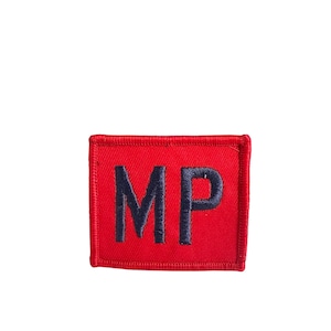 Military MP Patch Badge, Red and Navy Blue, 6cm x 5cm, Embroidered Sew-on