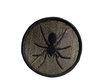 Military Spider Embroidered Patch Badge, Round, 7 cm, Black and Green
