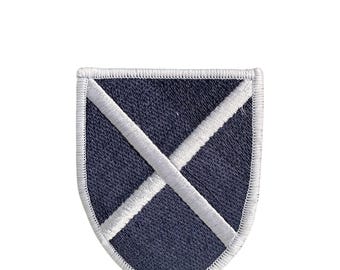 Military Shield Embroidered Patch Badge, Navy Blue and White, 8cm x 6cm