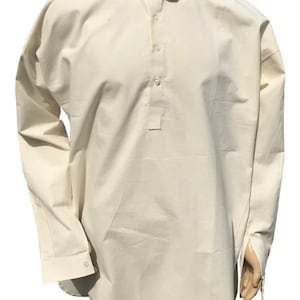 U.S Civil War Reenactors Soldiers Unbleached Cotton Long Sleeve Shirt size : M. L