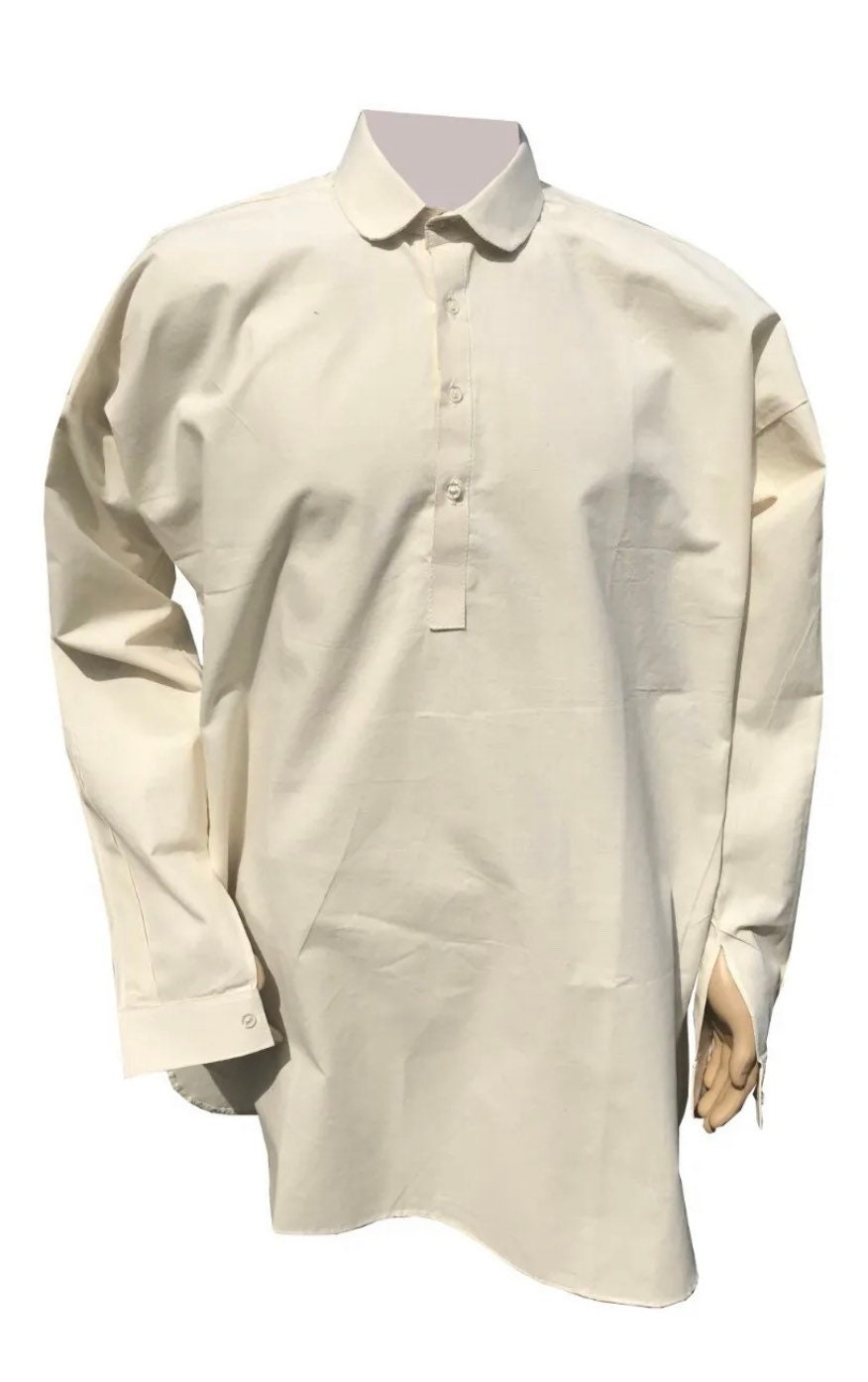U.S Civil War Reenactors Soldiers Unbleached Cotton Long Sleeve Shirt size : M. L