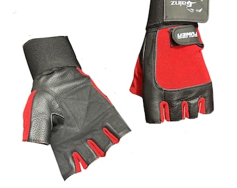 Weight Lifting Gloves Gym Fitness Workout Training Wrist Strap Leather size: M, L, XL