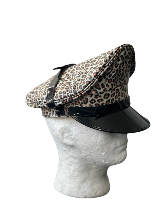 Leopard Print Real Cowhide Leather Muir,biker,gay, Cap - Etsy display picture 2