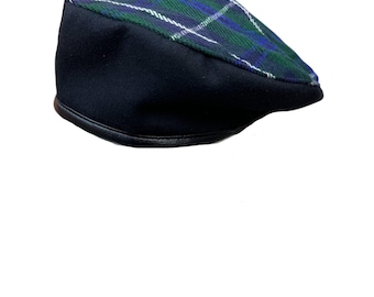 Blue Douglas Tartan   Two tone with black wool   Beret cap  Free size