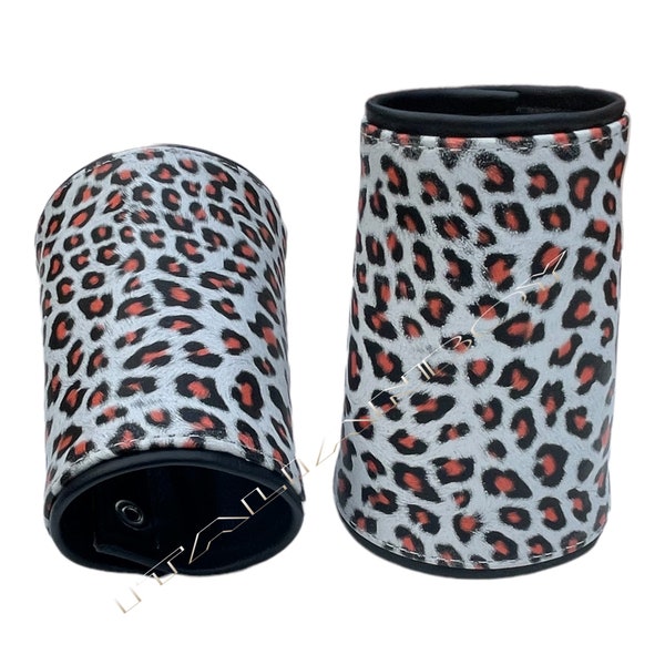 Stock clearance price Mens Biker, Gay. Leopard Print  Leather with  Stulpe,Cuff,Bracelet