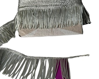 Silver Bullion Fringe  size : 6 Cm  ( price per metre )