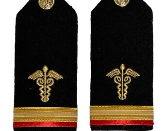 WW2 The US Navy Ensign Medical Corps Surgeon sub Lieutenant Shoulder Boards Pair