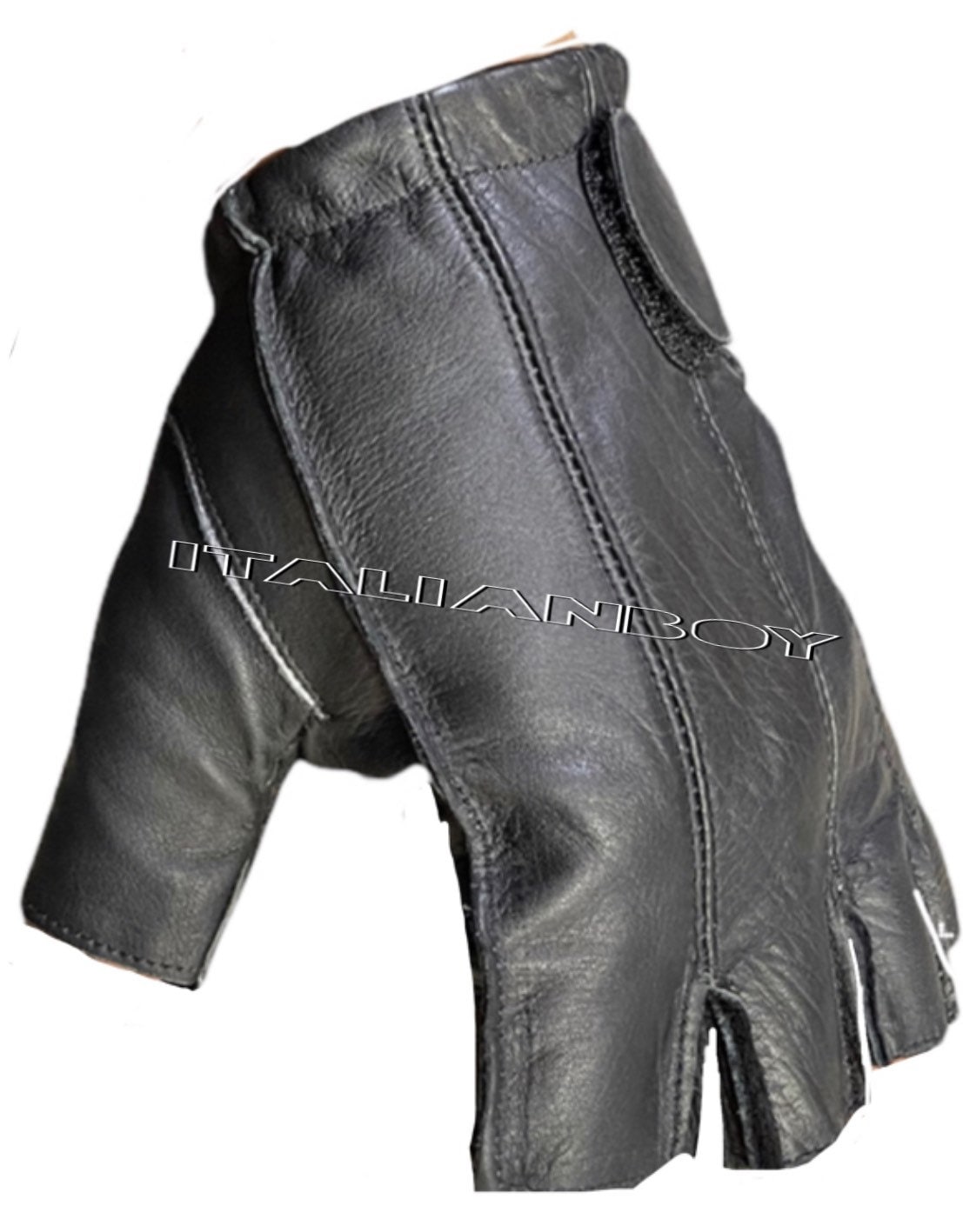 Guanti Punk In Vera Pelle Con Borchie – Mezzo Dito, Unisex, Per Moto E Bici – Italianboy2003 - Foto 4