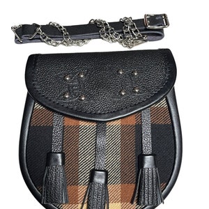 Rose Ancient Tartan Scottish Kilt SPORRAN with Chain Strap