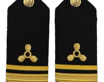 The US Navy Merchant Hard Curved Propeller 1 1/2 Gold Bars Epaulette