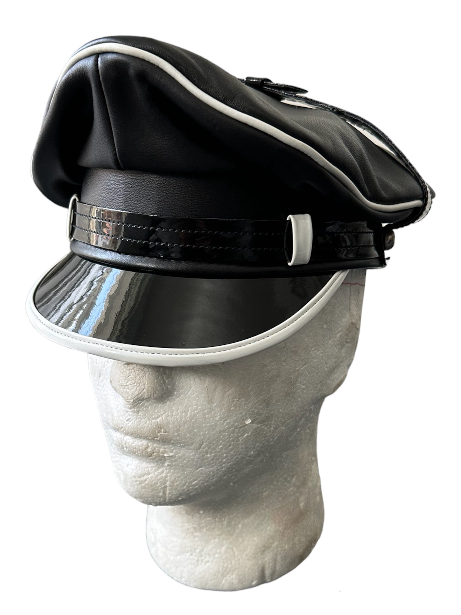 Leather officer cap discount