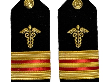 WW2 US Navy Ensign Medical Corps Surgeon  Lieutenant commander Shoulder Boards Epaulette Pair
