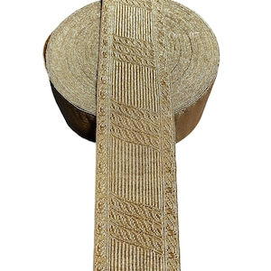 3 ROW LEAF GOLD Mylar Braid Lace For Army, Military, Uniform, Costume, Fancy 60mm(ort cod 07) price per metre