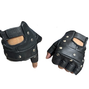 Studded Leather Gloves Fingerless - Etsy