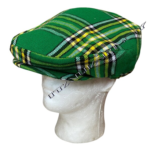 Casquette plate/chapeau pour homme en tartan VERT IRLANDAIS (taille unique)