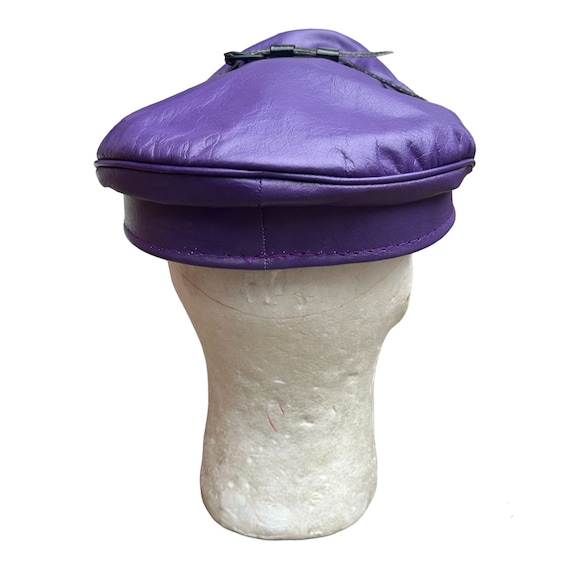 Real Cowhide Purple Leather Muir Biker Gay Cap