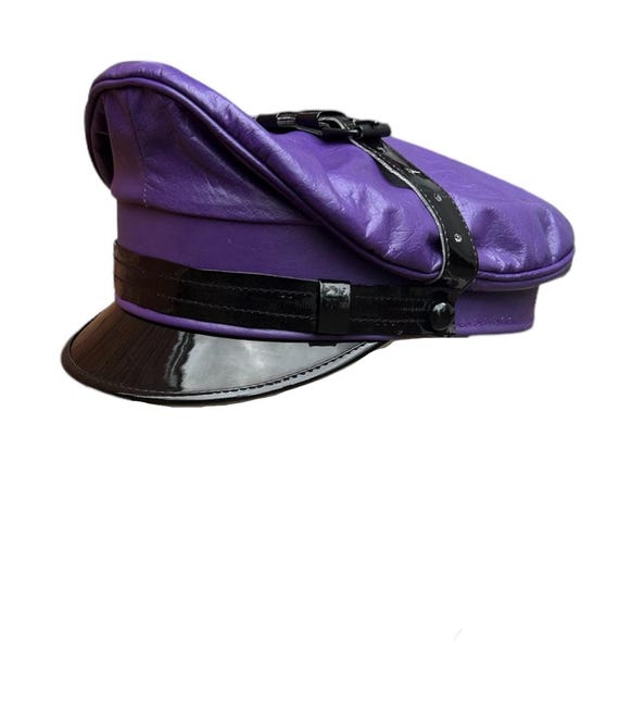 Real Cowhide Purple Leather Muir,biker,gay, Cap - Etsy