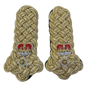 Gold Wire Ladies Major General Crown & Baton Shoulder Board Epaulette
