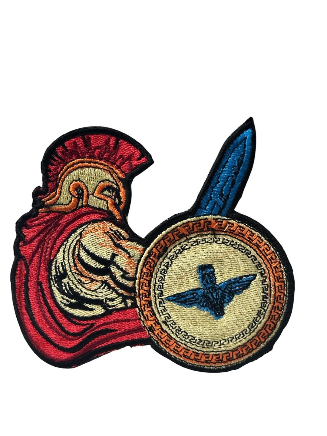 Greek Patch Biker Warrior Embroidered Iron-on Patch, Greek Design With Shield, 9 Cm ...
