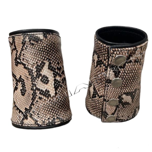 Stock clearance price Mens Biker  Gay  PYTHONS PRINT Cowhid Leather with  Stulpe Cuff,Bracelet
