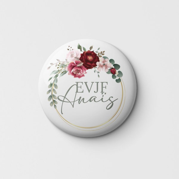 Badge EVJF personnalisable prénom, accessoire evjf pour future mariée, team bride, équipe de la mariée, cadeaux evjf