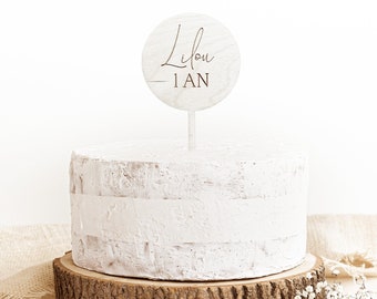 Cake topper rond personnalisé, prénom + âge, anniversaire, décoration gâteau, déco gâteau, cake topper anniversaire, cake topper bois