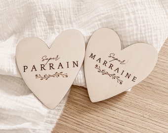 Super godfather/godmother wooden magnets, godfather gift, godmother gift, baptism, pregnancy announcement, godfather announcement, godmother announcement