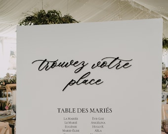 Plexi Word 'Find your place' in Relief - Table plan decoration