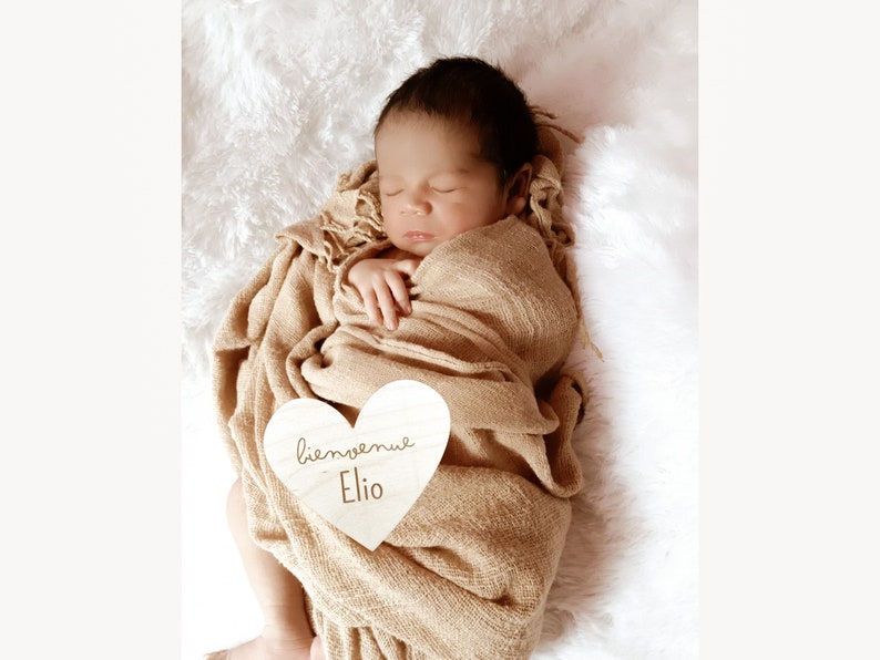 Carte bienvenue prénom bois personnalisée, carte étape naissance bébé, carte étape prénom bois, carte étape bois bébé image 6