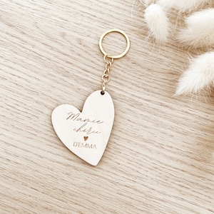 grandma's wooden heart key ring, personalized grandma's key ring, grandma's party key ring, wooden key ring, grandma's day, grandma's gift