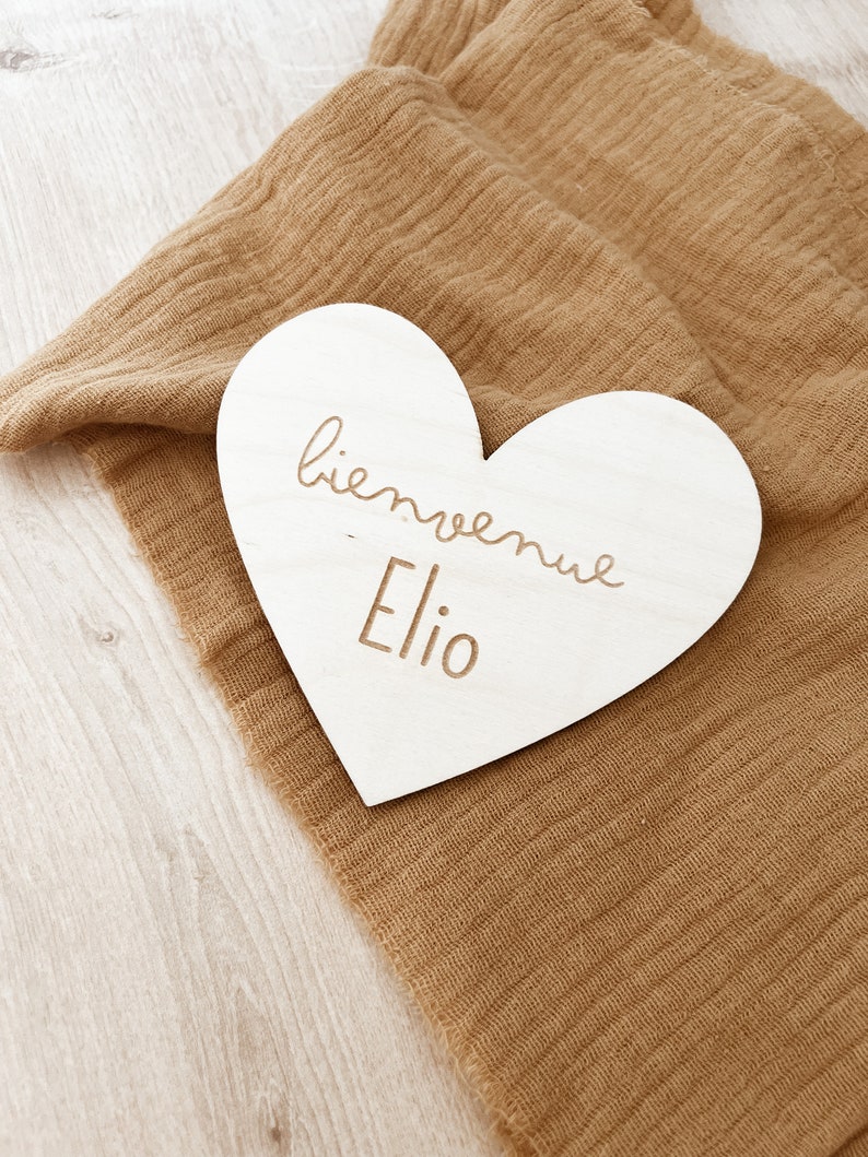 Carte bienvenue prénom bois personnalisée, carte étape naissance bébé, carte étape prénom bois, carte étape bois bébé image 7
