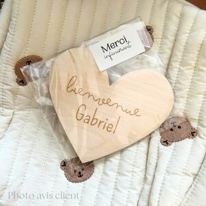 Carte bienvenue prénom bois personnalisée, carte étape naissance bébé, carte étape prénom bois, carte étape bois bébé image 3