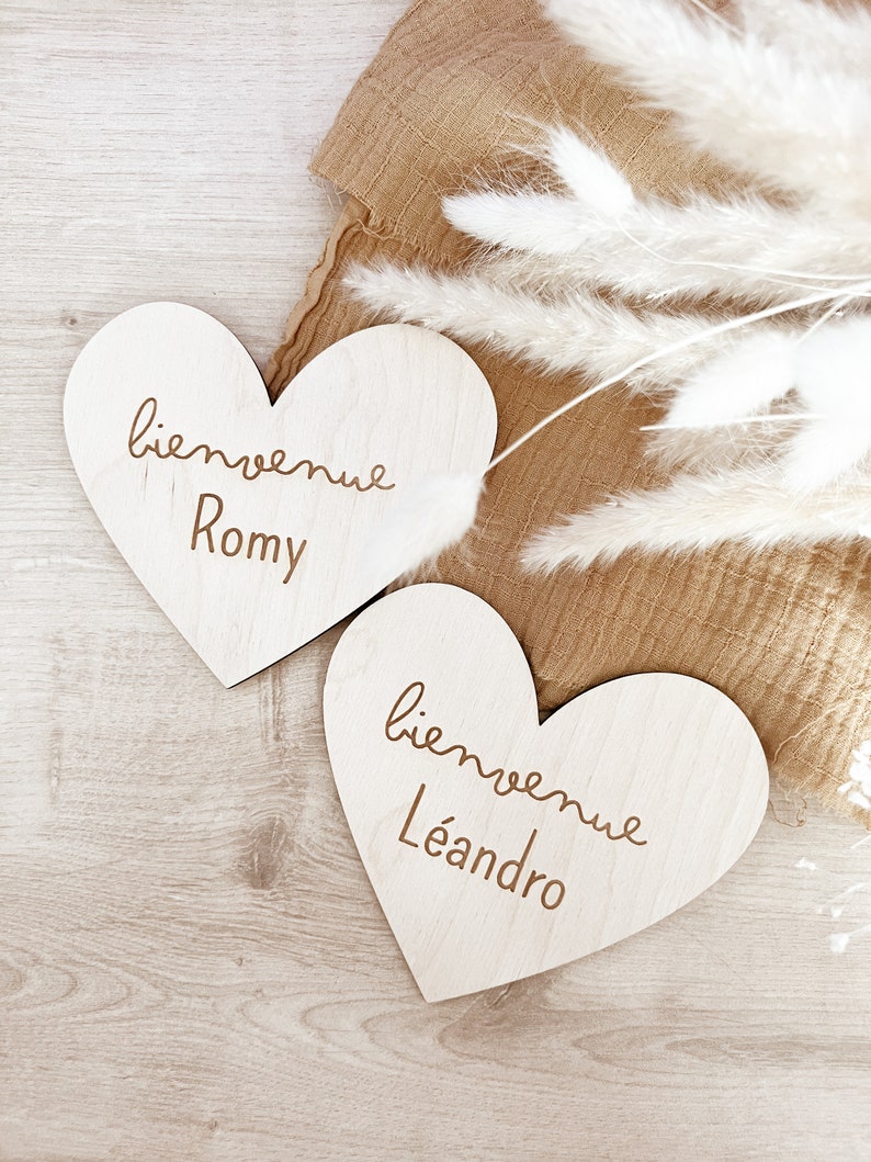 Carte bienvenue prénom bois personnalisée, carte étape naissance bébé, carte étape prénom bois, carte étape bois bébé image 4