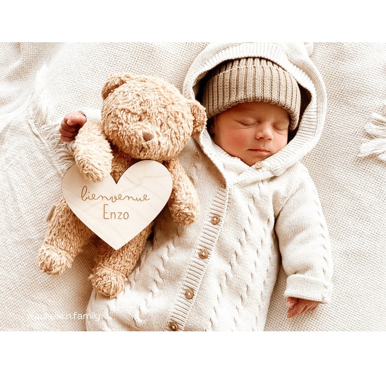 Carte bienvenue prénom bois personnalisée, carte étape naissance bébé, carte étape prénom bois, carte étape bois bébé image 1