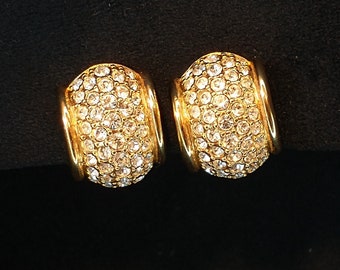 Savvy by Swarovski Vintage Clip on Gold and Diamond Earrings