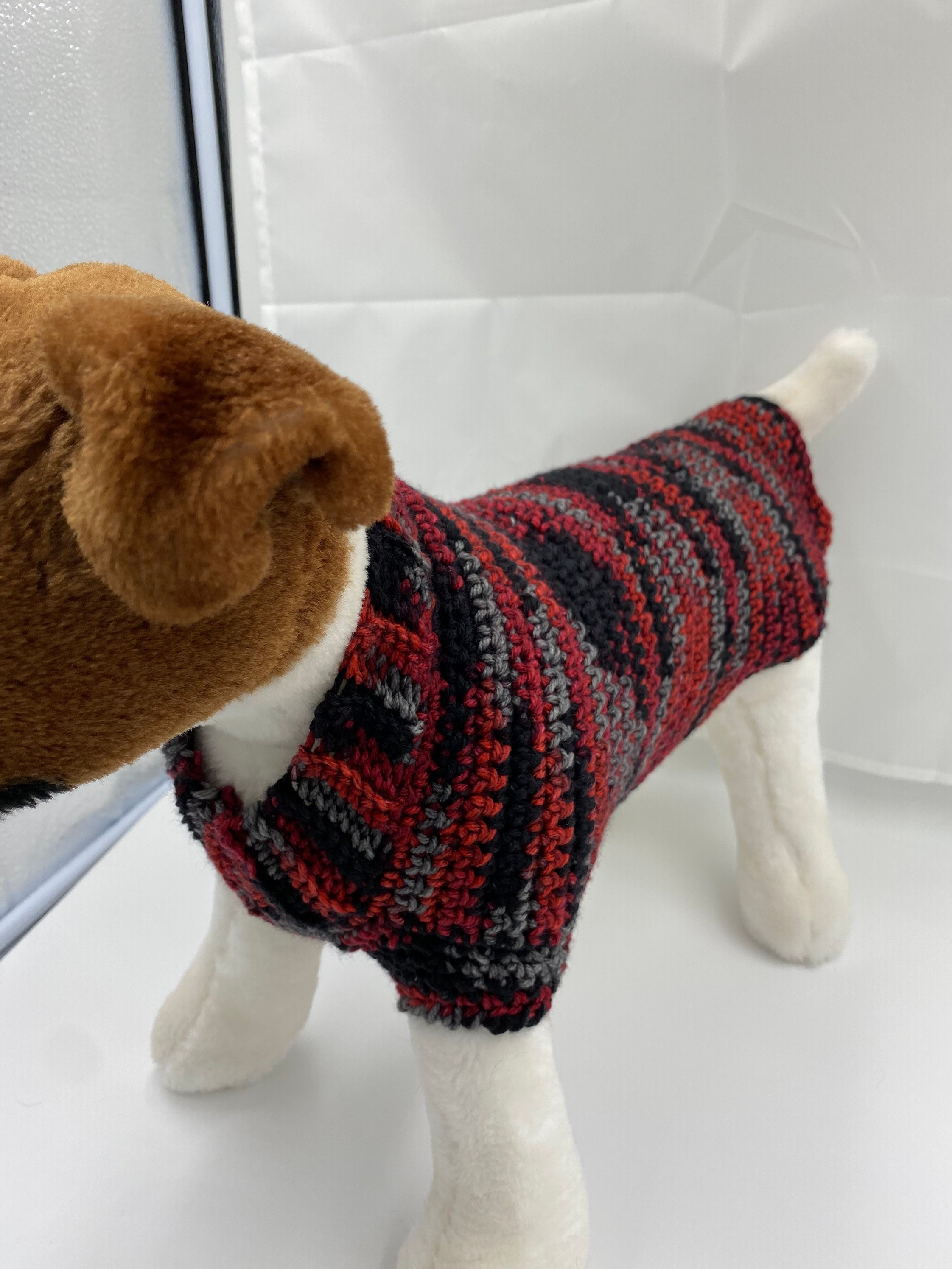 red and black plaid dog sweater