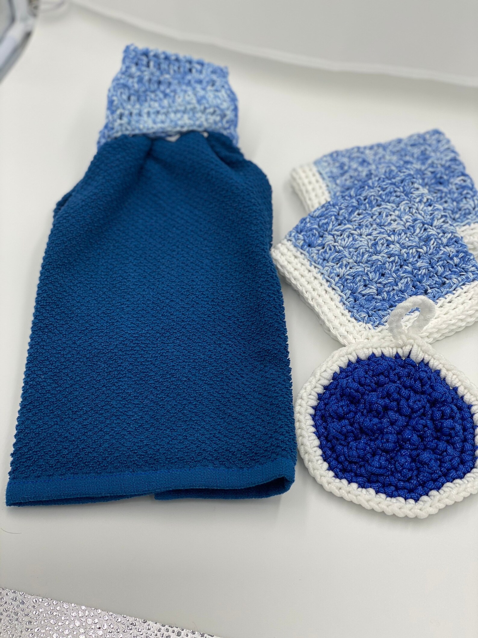 Blue Hanging Kitchen Towel with Matching Dish Cloths and Etsy