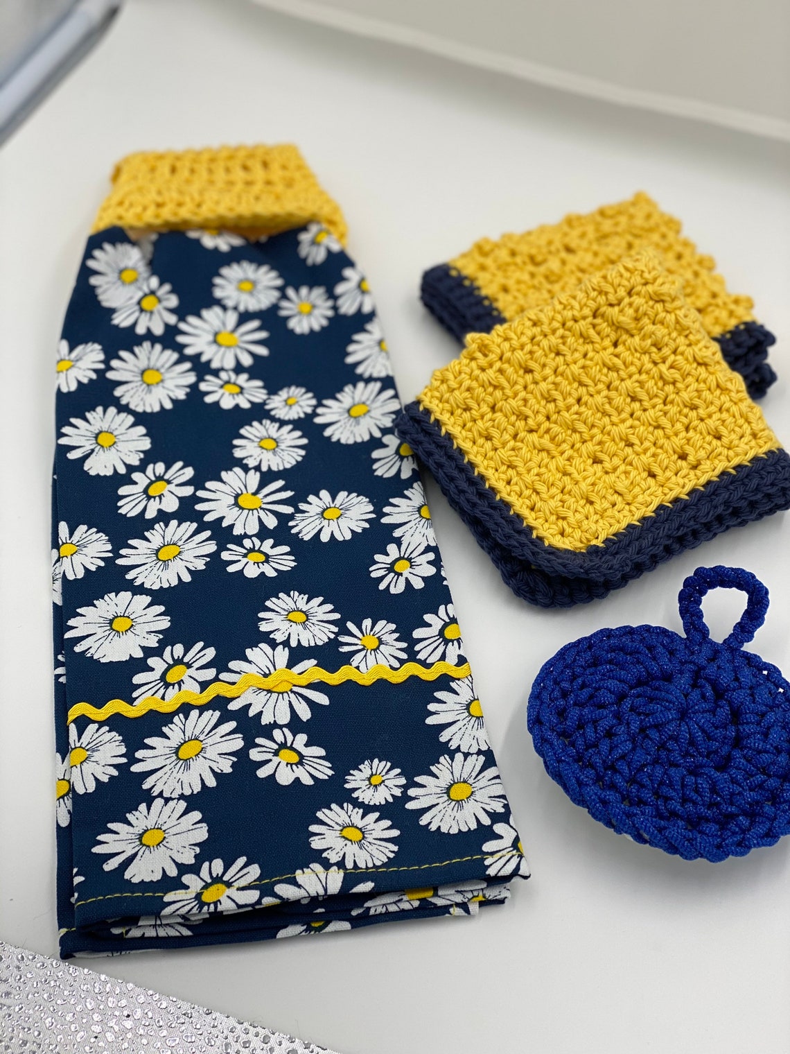 Daisy Hanging Kitchen Towel with Matching Dish Cloths and Etsy